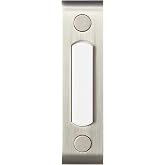 Heath Zenith Satin Nickel Metal Wired Lighted Push Doorbell Button | Blue LED indicator, surface mount, up to 16V AC, outdoor rated, 1-year warranty, 18000217