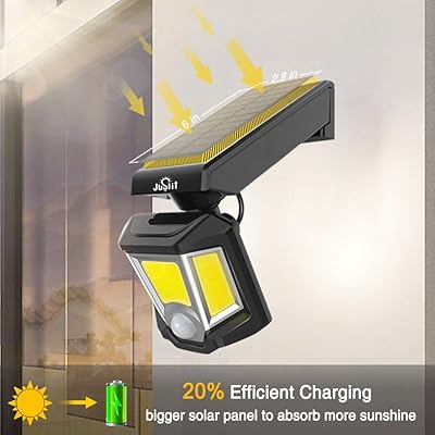 Buy Juslit Adjustable Solar Lights Outdoor 72 Cob Led Motion Sensor Light 360 Rotating Head Wide Angle Illumination 2 Modes Wireless Security Wall Lighting Ip65 Waterproof Online In Turkey B07w3m9lm7