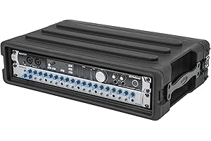 SKB Roto-Molded 2U Shallow Rack - Durable, Stackable Gear Housing, Waterproof & Impact-Resistant for Musicians, DJs & AV Professionals - Interlock Design, Gasket Seals, Recessed Latches - Heavy Duty