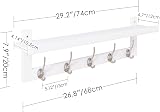 SMIBUY Coat Hooks with Shelf Wall Mounted 74 cm Bamboo 5 Double Hooks White view 5