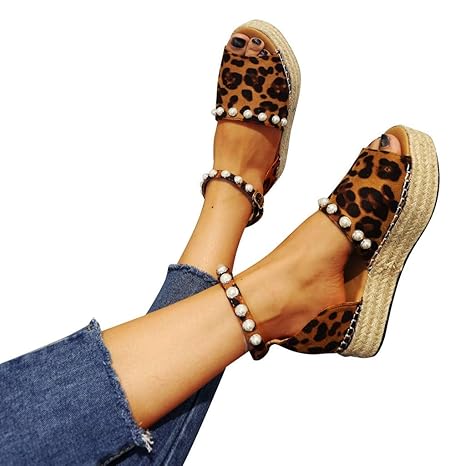 leopard platform wedges