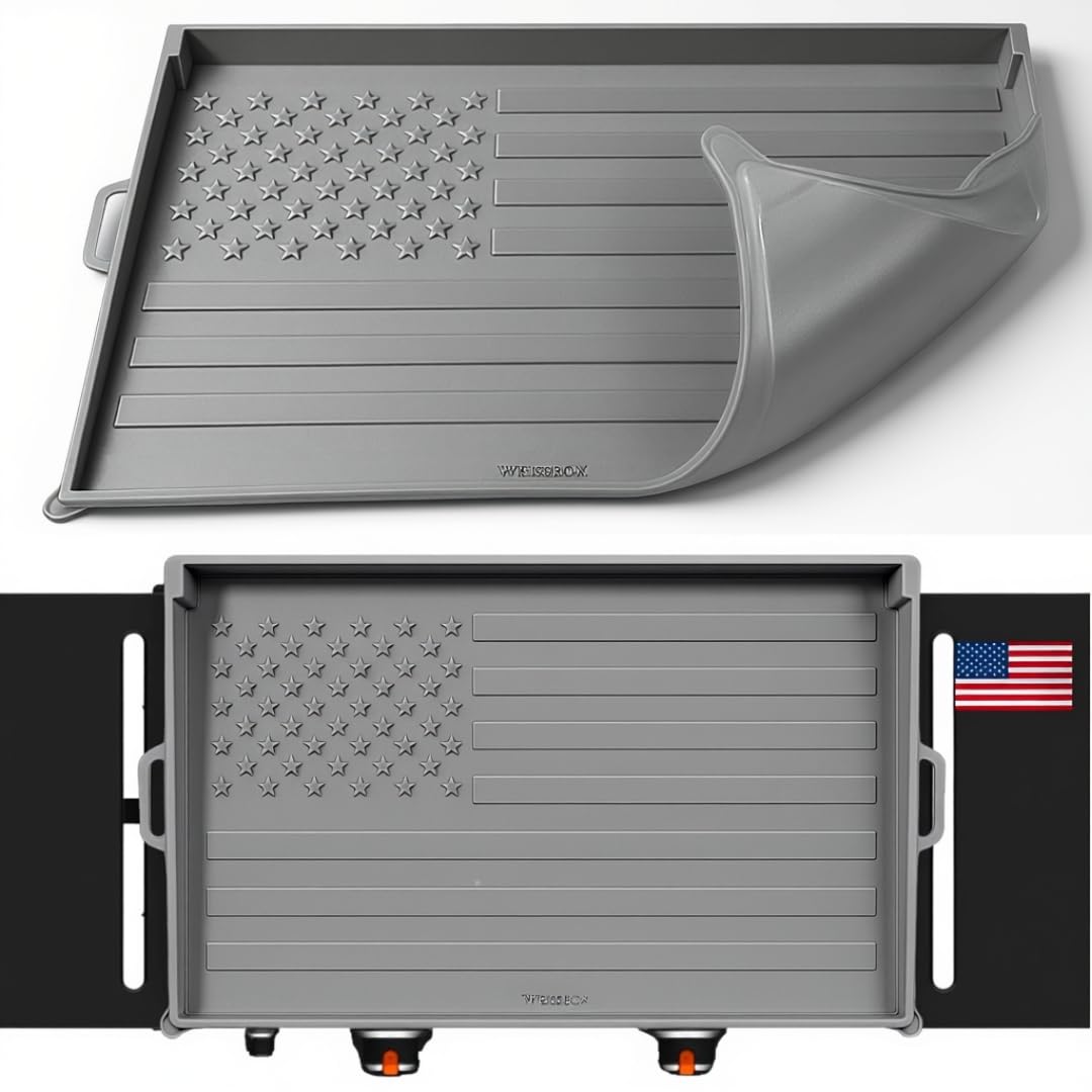 Photo 1 of 28 inch Silicone Griddle Mat Cover for Blackstone Grill, Embossed American Flag Design, Heavy Duty Weather-Resistant Rust & Dirt Protector, Fits Standard Flat Top Model (Not Omnivore or XL), Gray