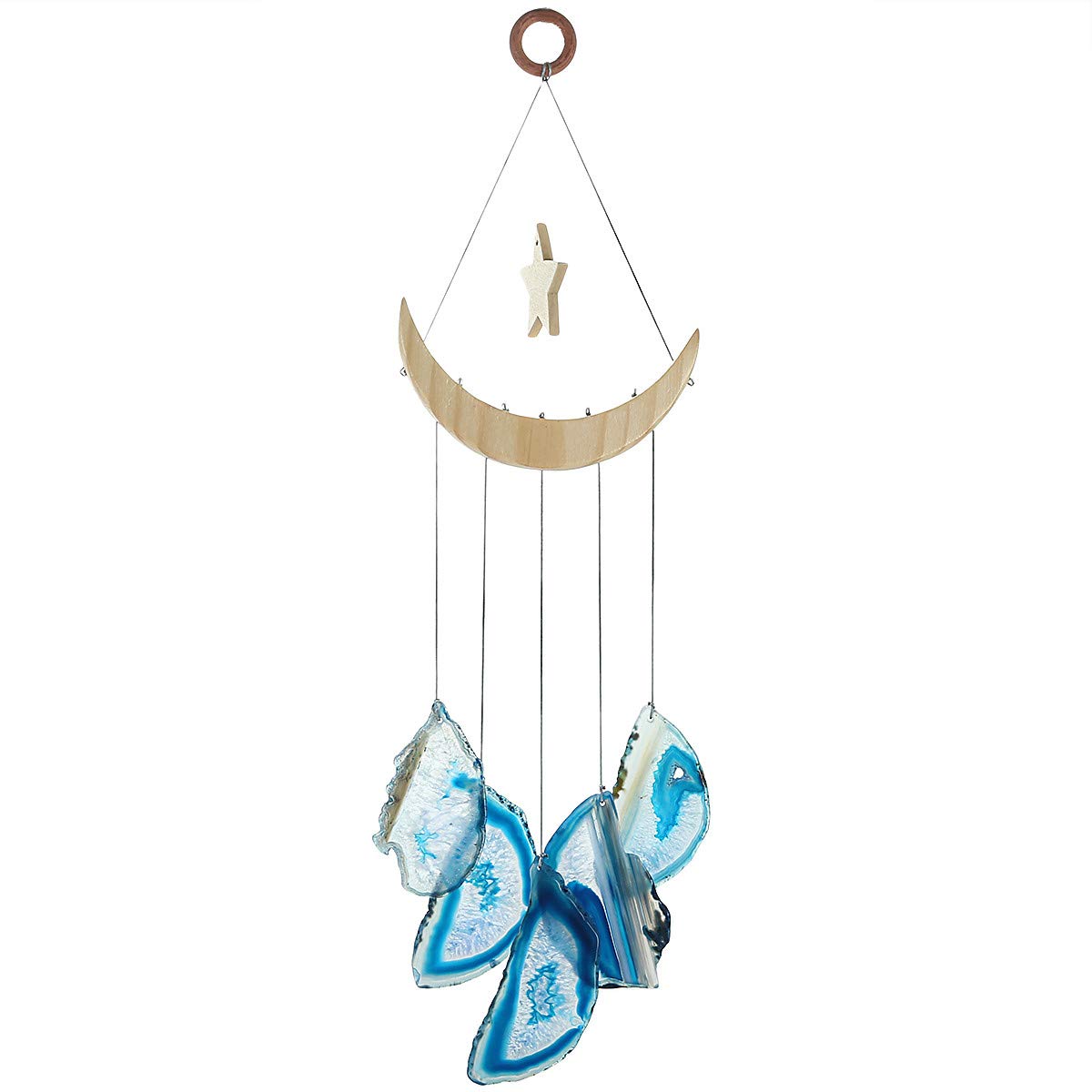 mookaitedecor Agate Wind Chime Mobile, Crystal Stone Wind Chimes for Home, Garden, Patio, Indoor, Outdoor Decor