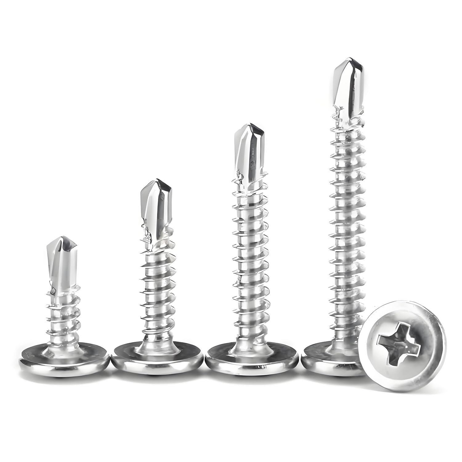 YIYIWANG 20 Pcs Stainless Steel Self-Drilling Screws M4.2 x 50mm Wafer Head Tek Screws for Sheet Metal, Wood & Plastics - Modified Truss Head Design for Secure Fastening