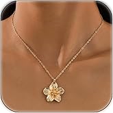 VIRAVENTO Flower Necklace for Women Flower Layered Necklaces Trendy Statement Necklace Floral Jewelry