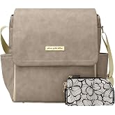 Petunia Pickle Bottom Boxy Diaper Bag Backpack, Easy to Clean, Two Ways to Carry, Stylish &amp; Spacious for On-The-Go Parents (Grey Matte Leatherette)