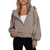 Trendy Queen Hoodies for Women Full Zip Up Cropped Sweatshirts Jackets Casual Comfy Gym Tops Fall Outfits Winter Clothes 2026