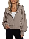 Trendy Queen Hoodies for Women Full Zip Up Cropped