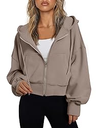 Trendy Queen Hoodies for Women Full Zip Up Cropped