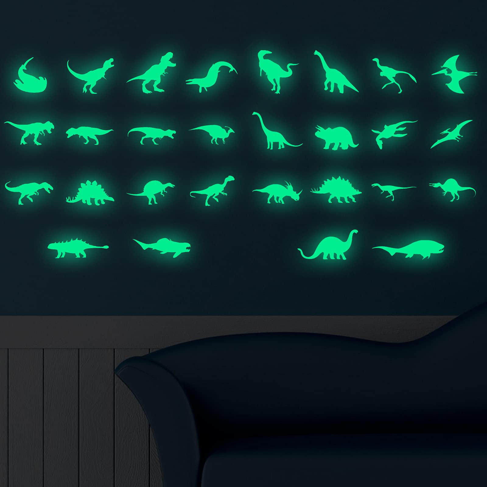 Dinosaur Wall Decals,Glow in The Dark Stickers 28pcs,Dinosaur Wall Decor for Boys Room,Dinosaur Stickers, Wall Decals for Kids Rooms