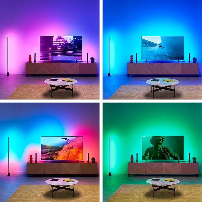 HDMI Sync Box avec rétroéclairage TV – Synchronise les lumières avec vos films, jeux et musiques – Ruban LED RGBIC pour TV de 75 à 85 pouces – Contrôle via application – Compatible Google et Alexa