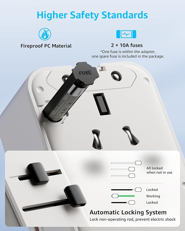 “Air” Reiseadapter Weltweit Dünn mit 2 USB-C (PD 25W) ＆ 2 USB-A — Foto 5 von 8