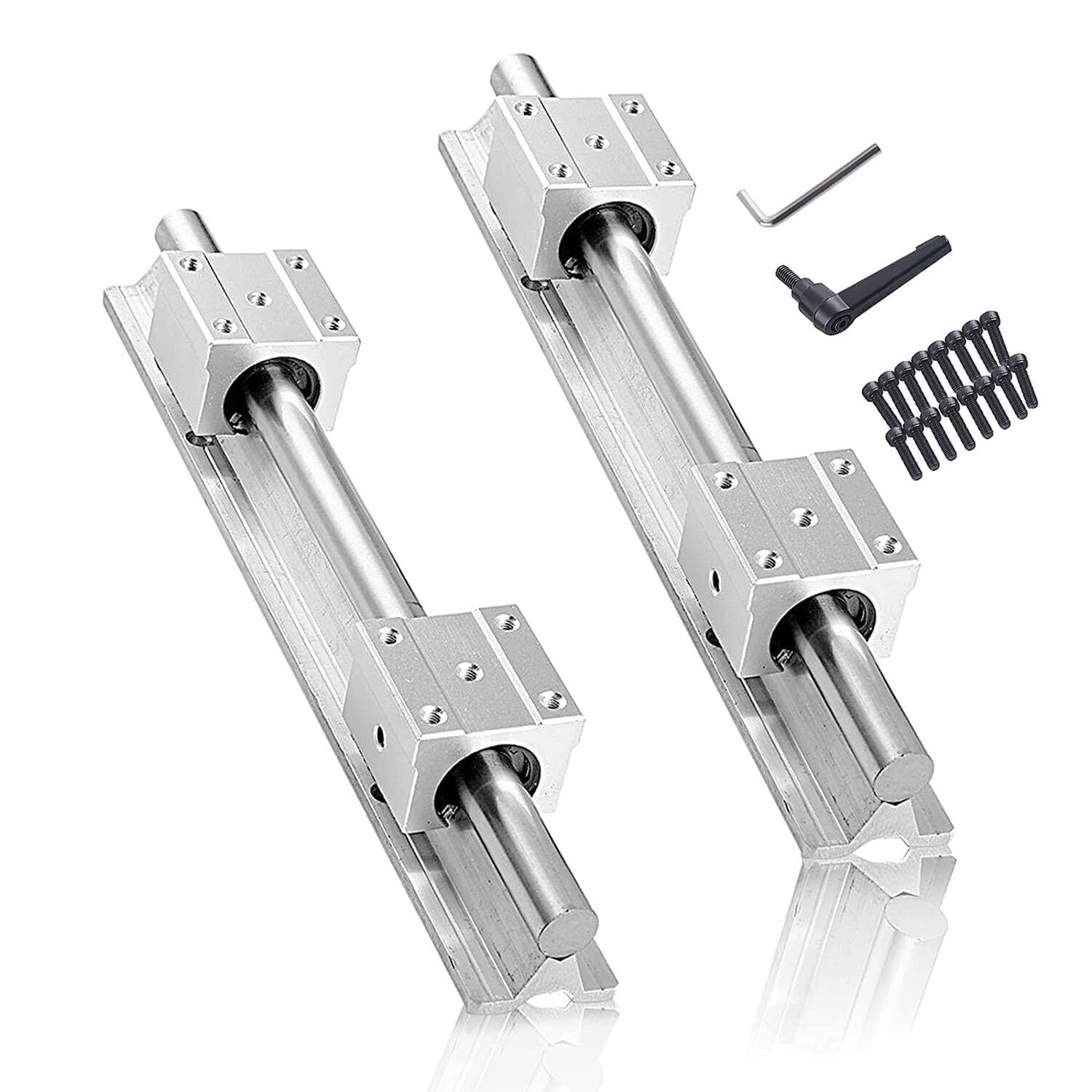 CNCMANS Linear Guide Rail 2Pcs SBR12 300mm Stainless Steel Linear Rail with 4Pcs SBR12UU Bearing Blocks, Linear Rail Guide Rail CNC Parts for Automated Machines (SBR12 11.81inch)