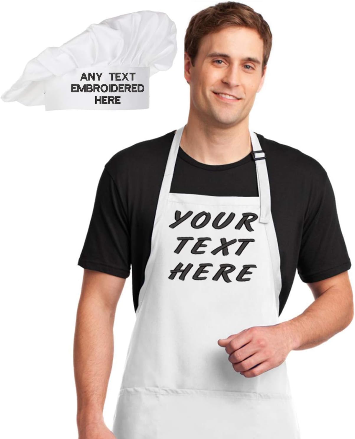 PLACE4PRINTPersonalized Embroidered Chef Hat and Apron set! Custom Name | Size | Color - Font - Thread | Makes a Great Gift Kids, Child, Adult, chef hats for adults chef hats chef cap