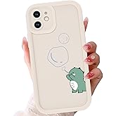 Zrutru Cute Dinosaur Phone Case for iPhone 11 6.1",Kawaii Cartoon Bubble Cases Funny Design Pattern Cover for Girls Kids Boys,Beige Soft Shockproof Lens Protection Funda for iPhone 11