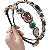 Wiwpar Rhinestone Headbands for Women Rhinestone Head Bands Vintage Thin Rhinestone Headband Hair Hoop Hair Accessories (Colorful)