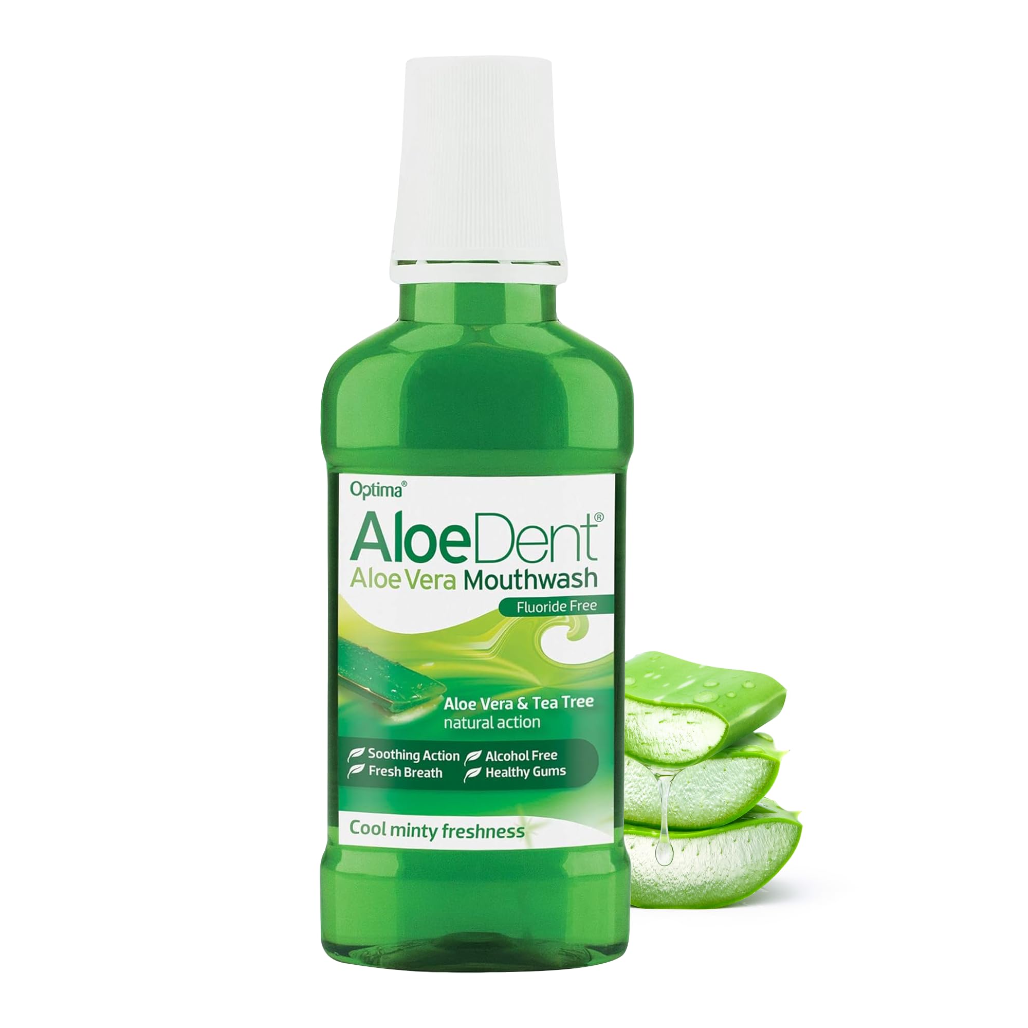 Optima AloeDent, Aloe Vera Mouthwash Fluoride Free, Natural Action, Vegan, Cruelty Free, SLS Free, Alcohol Free, Healthy Gums, 250 ml