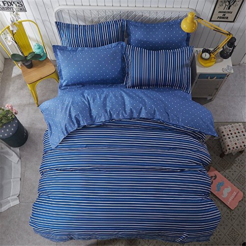 3 pieces reversible stripe /dot pattern printed microfiber duvet …