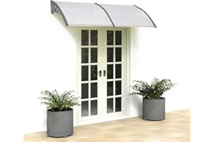 AFFAVON 40"x80" Window Awning Exterior, Awnings for Doors，Polycarbonate Cover Entry Door Outdoor Patio Awning Canopy, Front Door Overhang Awning for Sun Shutter, UV, Rain and Snow Protection