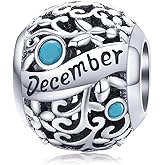 ABAOLALA Birthstone Charms for Charms Bracelet- 925 Sterling Silver Bead Flower Openwork Charms for Bracelet and Necklace