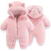 UVIPC Baby Newborn Bear Outfit Fleece Snowsuit Winter Clothes Hooded Jumpsuit Romper for Baby boy girl