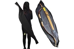 Traditional Takedown Recurve Bow Case - 60 inch Archery Bow Cases, PU Leather Recurve Bow Case with 6 Arrow Slots, Moisture, 