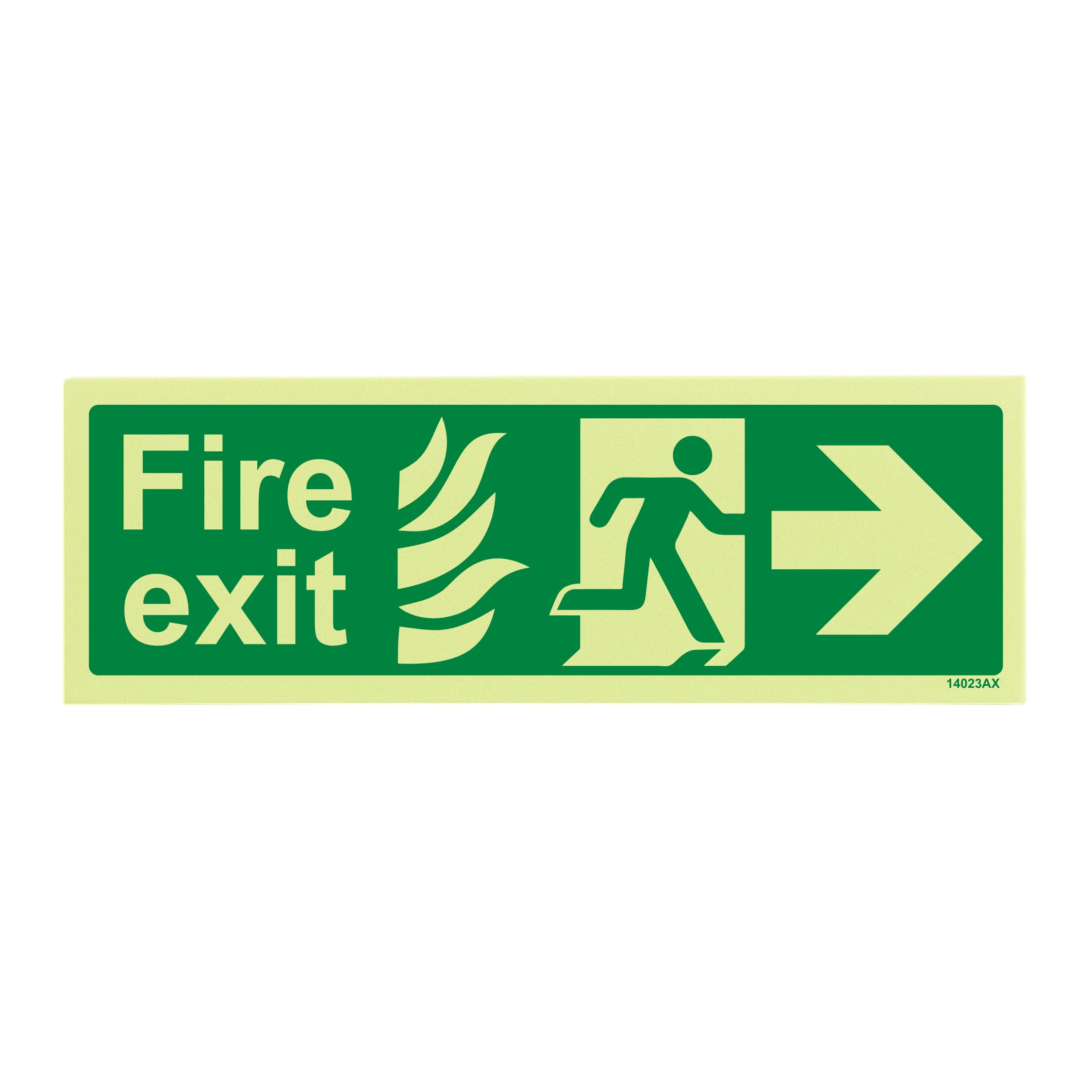 V Safety Glow In The Dark NHS Fire Exit Arrow Right Sign - 300mm x 100mm - Self Adhesive Vinyl