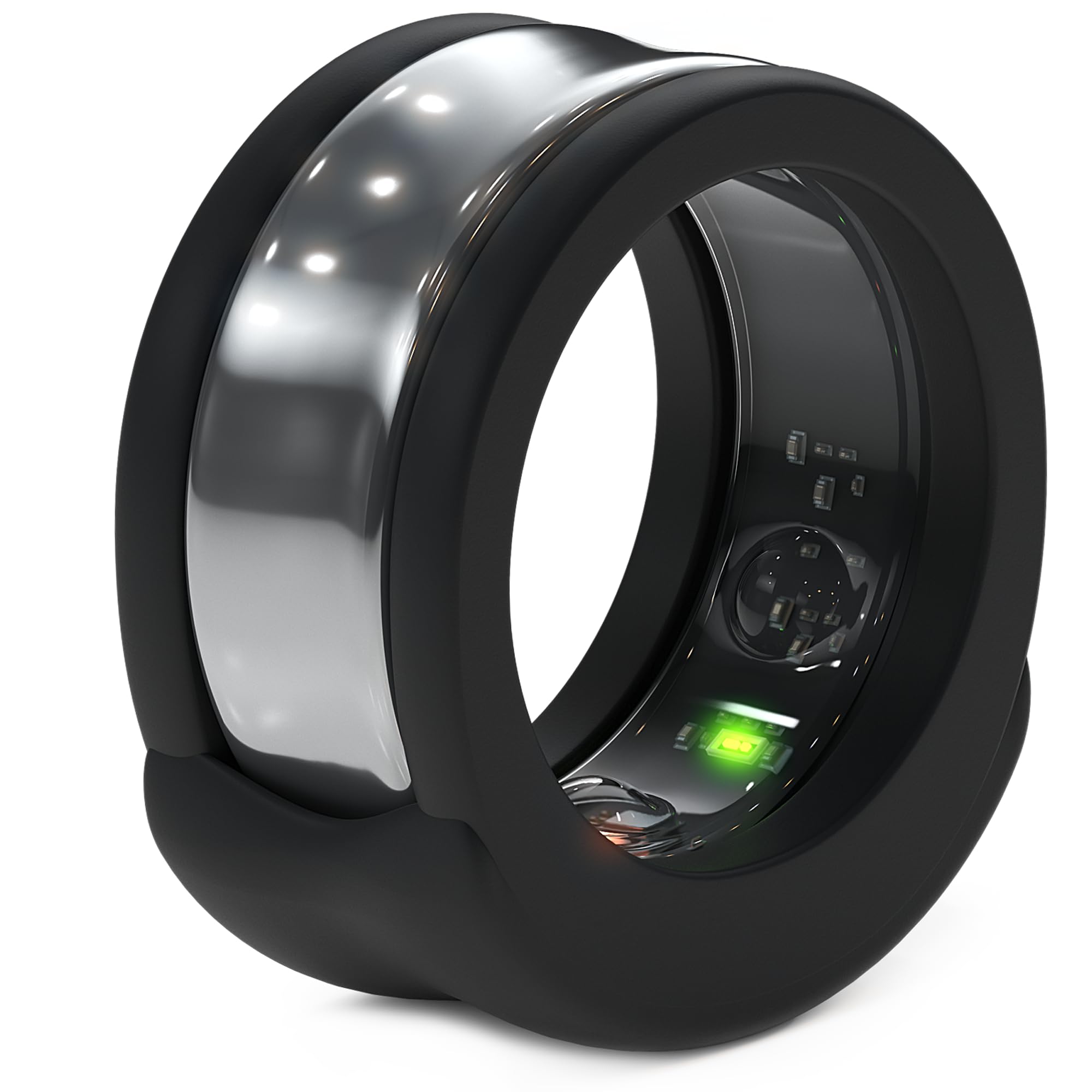 Rinfit Smart Ring Protector - Silicone Ring Enhancer for Active Lifestyle and Gym - SportFit U.S. Design Patent - Black, Size 7