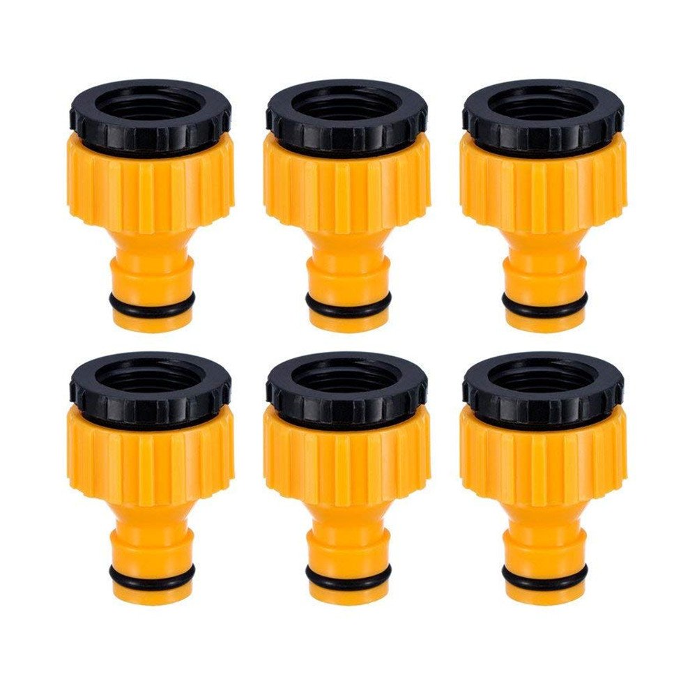 Topways 3/4 inch and 1/2 inch BSP 2in1 Plastic Outdoor Graden Hose Tap Connector Threaded Faucet Adapter 6 Pack
