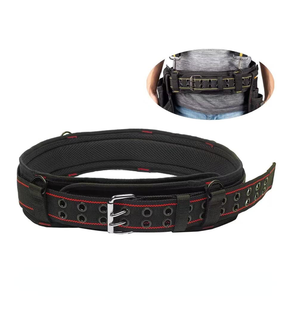 SSDH Heavy Duty Work Belt Scaffolding Professional Heavy Duty Leather Work Tool Belt Holds Most Carpenter and Contractor Bags, Clips and Tool Racks for Worker Jobs (Red)