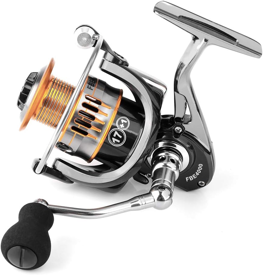 Rcharlance Fishing Spinning Reels, 17+1BB Fishing Reel, Metal body and Smooth Rapid Spinning Fishing Reel with Left/Right Interchangeable Metal Handle (FBE4000)