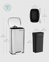 SONGMICS Kitchen Bin 30L Pedal with Soft-Close Lid Steel Silver LTB03NL view 6