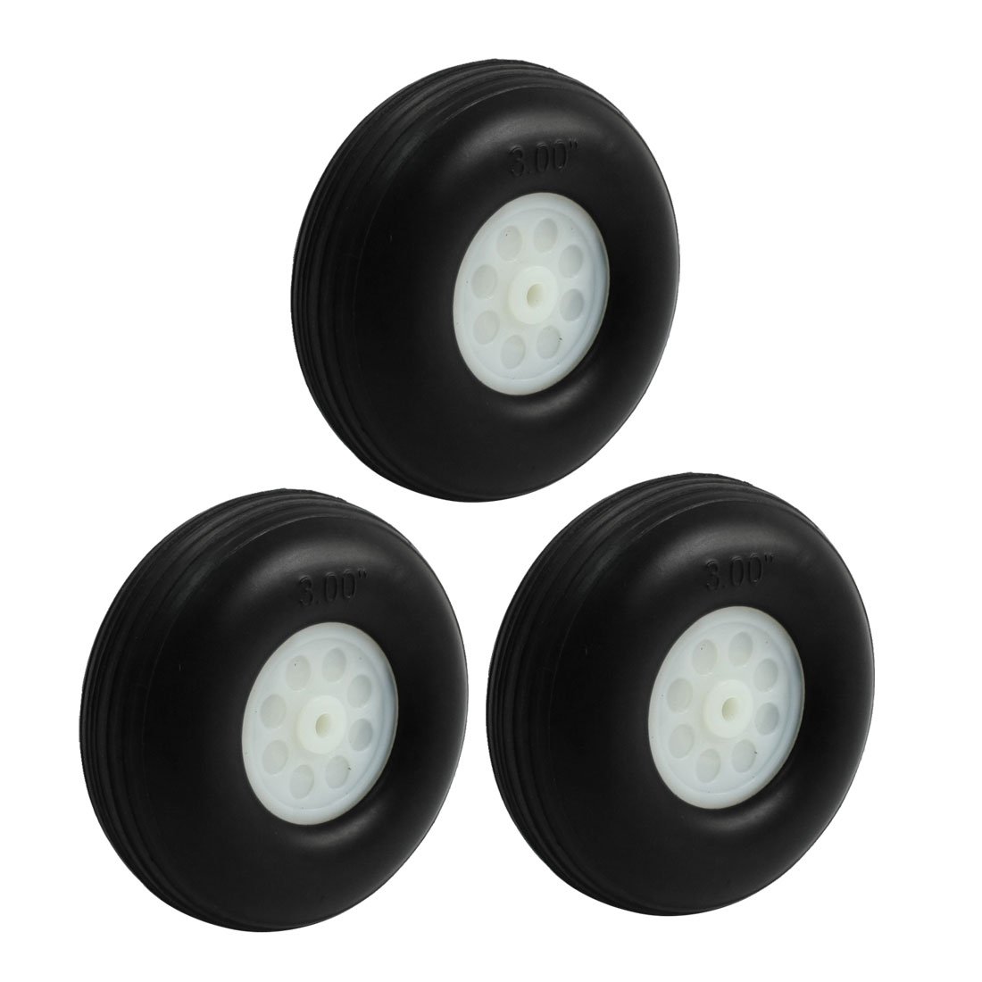 Sourcingmap 3pcs RC Model Plane Aircraft Landing PU Tire Wheel D76mm H30mm d4mm