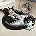 USTIDE Black Cute Sleeping Cat Decor Doormat, Bedroom Non-Slip Area Rug,Tabby Cat Carpet 31.4
