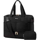 LOVEVOOK Travel Duffle Bag - Puffer Weekender Bags For Women with Shoe Compartment,40L Carry On Overnight Duffel Bags For Airplanes,Hospital Bag for Labor and Delivery,2Pcs