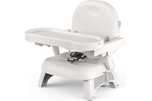 BELLA'S FRIENDS Premium Bella’s Friends 3-in-1 Toddler Booster Seat for Dining Table and Kitchen Chair with Adjustable Tray and Safety Straps, Foldable&Portable Baby Seat for Travel, Feeding, and Floor Use, Gray