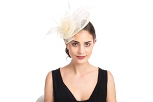 SAFERIN Women's Fascinators Feathers Tea Party Hat Veil Headband with Hair Clip for Cocktail Church