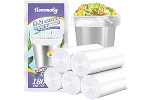 HOMMALY 3 Gallon 180pcs Small Clear Trash Bags(Fit 2.6-3.2 Gal) Plastic Strong Clear Garbage Bags,Bathroom Trash Can Bin Liners,Waste Basket Liner,Fit 10-13 Liter, 2.5-2.6 Gallon,3.2Gallon(3-Clear180)
