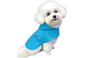 BECNBEAU Dog Raincoat Dogs Rain Jacket Reflective Lined Breathable Poncho Rainwear Waterproof Pet Clothes Pocket Hooded Leash Hole Adjustable for Puppy Small Dogs,Blue,M,Back Length 10.0 Inch
