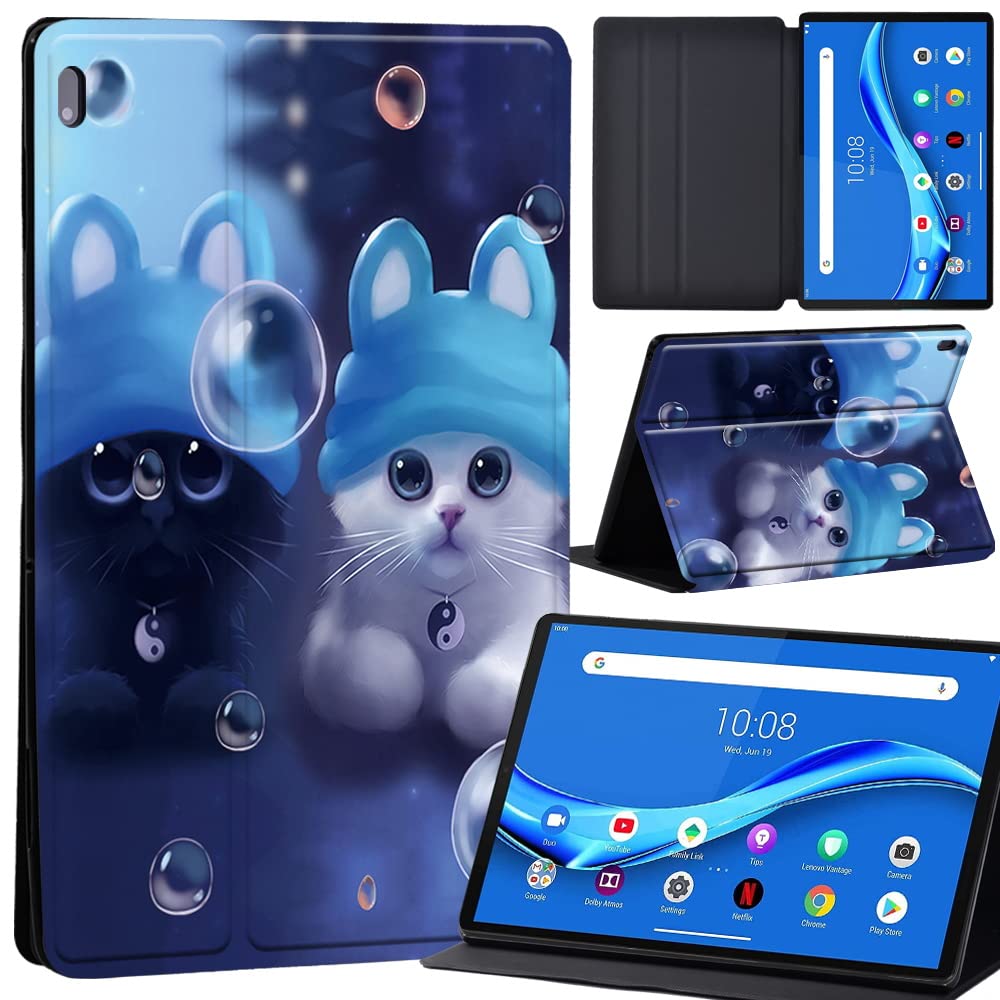 Case For Lenovo Tab M10 FHD Plus 10.3 inch (TB-X606X TB-X606F) Leather Case with Auto Wake-up, Flip Case for Lenovo Tab M10 FHD Plus Cover (twin cats)