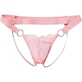 Pructi Men's Lace G-String Thong Underwear Sissy Low Waist Pouch Panties Crossdressing Lingerie