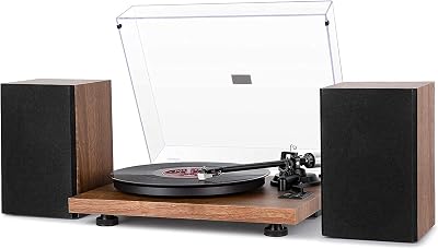 1 BY ONE Bluetooth Turntable Hi-Fi System with 36W Bookshelf Speakers