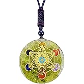 EDEN'S CALL Healing 7 Chakra Metatron's Cube Orgonite Crystal Stone Pendant Necklace for Men and Women 26.38" Adjustable Energy Generator Necklace