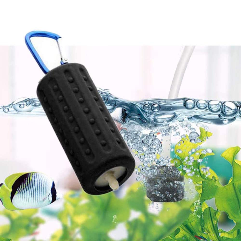 Aquarium Air Pumps, NEKOSUKI Mini USB Ultra Silent Aquarium Fish Tank Oxygen Air Pump with Air Stone and Silicone Tube, High Efficiency, Energy Saving, Plug and Play, 5V (Black)