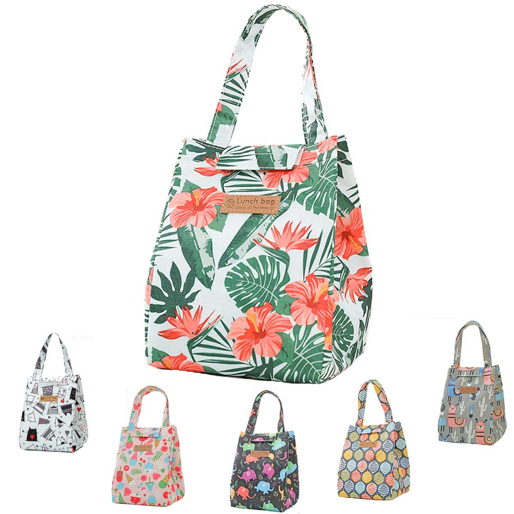 QXuan Insulated Lunch Bag Big Cooler Sturdy Oxford Box Tote Bag for Students Office,Thermal Picnic Organizer Storage Food and Drink (Red Flowers)