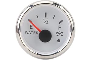 Water Level Gauge, 52MM Water Level Gauge E 1 2 F Colorful Backlight 240 to 33ohms for RV Yacht Boat DC9 to 32V (White Dial w