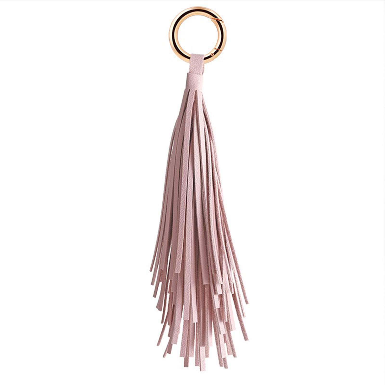 ZOONAI Women Leather Tassel Keychain Car Keyring Holder Bag Wallet Purse Decorations (Pink) — image 1