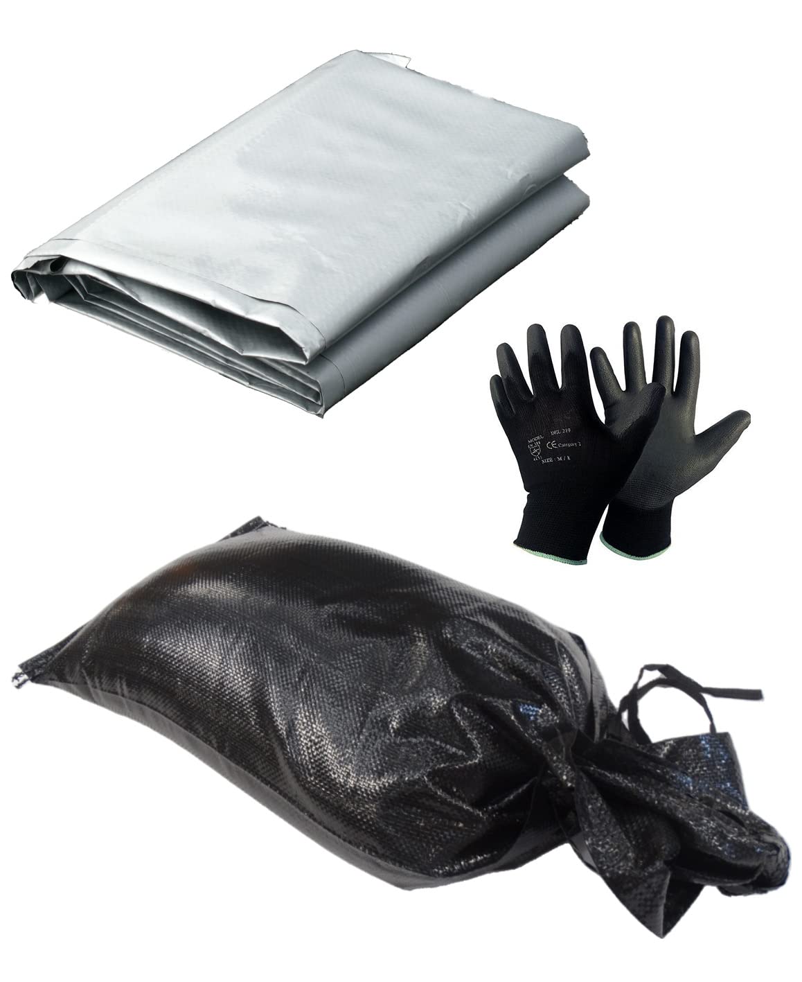 sackmaker - SANDBAG PROTECTION KIT - Sandbags & Fabric & Gloves & Instructions - FLOOD DEFENSE - Flood protection kit - Doorway flooding kit - sandbags for flooding (Double Door)