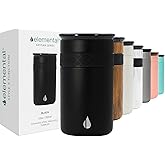 Elemental Artisan Insulated Tumbler, Triple Wall Coffee Travel Mug, Reusable Stainless Steel Coffee Tumbler with Ceramic Lid, Thermal Coffee Cups for Hot (6 Hrs) & Cold (18 Hrs), 12oz - Black