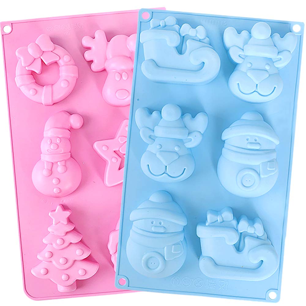 2 PIECE Silicone Soap Mold 6Cavity Christmas Handmade Soap Molds US